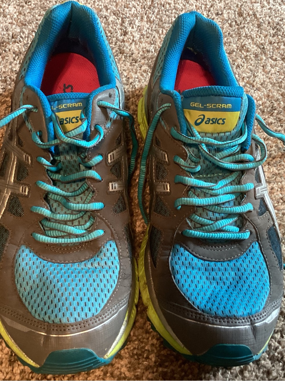 Asics Blue Mesh Running Shoes with Pink Insole